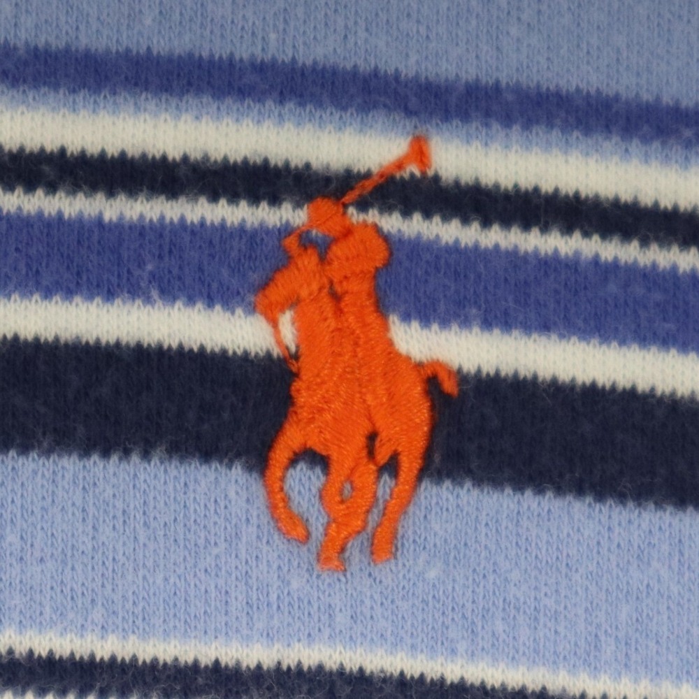 Polo Ralph Lauren Polo Shirt Mens XL Blue Striped Orange Pony Casual Golf